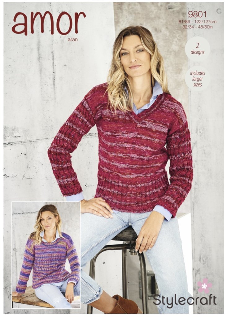 Stylecraft 9801 Sweaters in Amor Aran