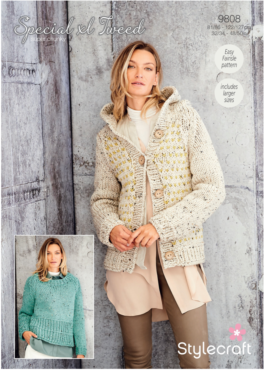 Stylecraft 9808 Jacket and Sweater in Special XL Tweed Super Chunky