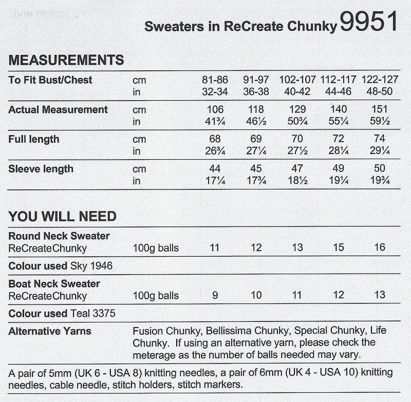 Stylecraft Pattern 9951 Sweaters in Recreate Chunky