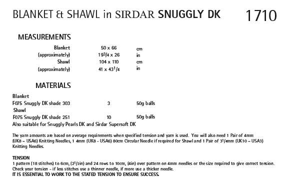 Sirdar 1710 Blanket & Shawl in Snuggly DK