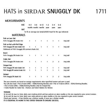 Sirdar 1711 Baby Hats in Snuggly DK