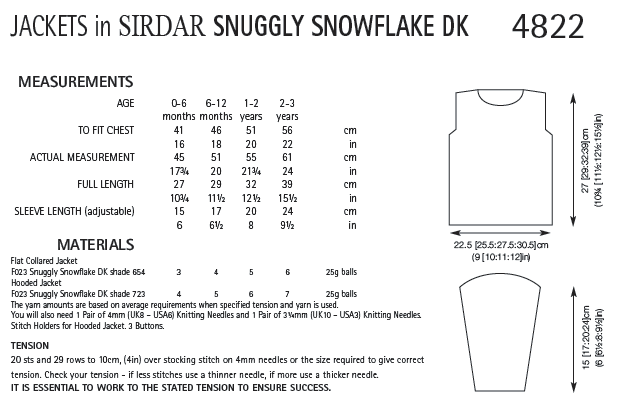 Sirdar 4822 Jackets in Snuggly Snowflake DK