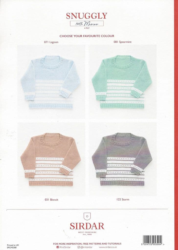 Sirdar 5300 Cardigan and Sweater in Snuggly 100% Merino 4 Ply