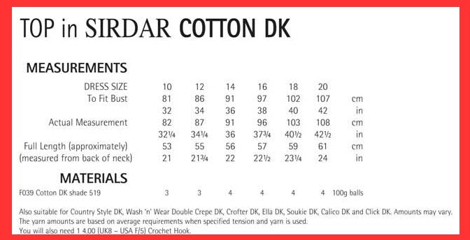 Sirdar 7240 Cotton DK Crochet Top