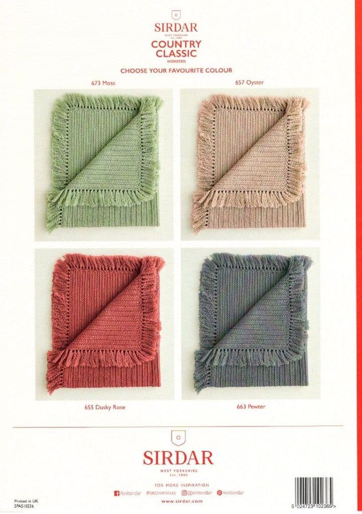 Sirdar 10236 Herringbone Crochet Blanket with Tassels in Country Classic Worsted (Aran)
