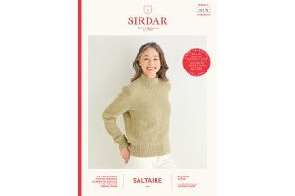 Sirdar 10176 Women's Funnel Neck Moss Stitch Sweater in Saltaire Aran
