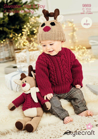 Stylecraft 9869 Sweater, Hat and Rudolph the Reindeer Toy