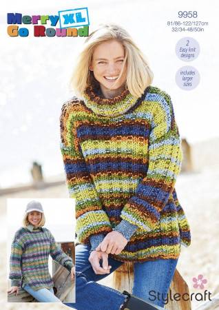 Stylecraft Pattern 9958 Ladies Sweaters in Merry Go Round XL (Super Chunky)