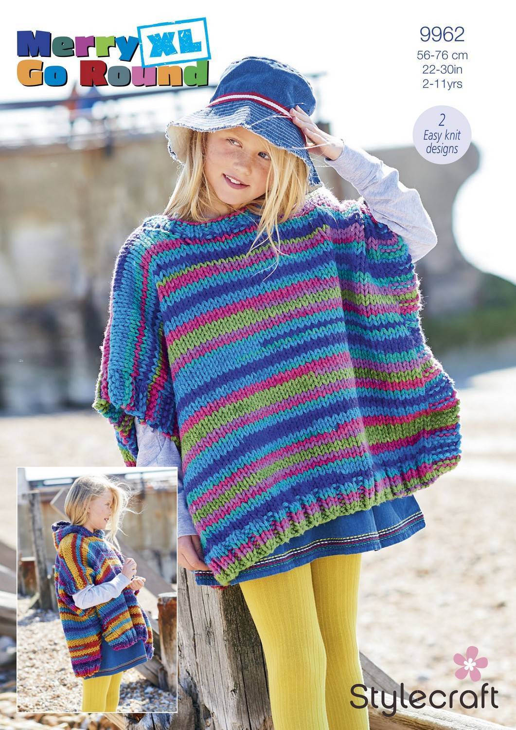 Stylecraft Pattern 9962 Girls' Ponchos in Merry Go Round XL (Super Chunky)