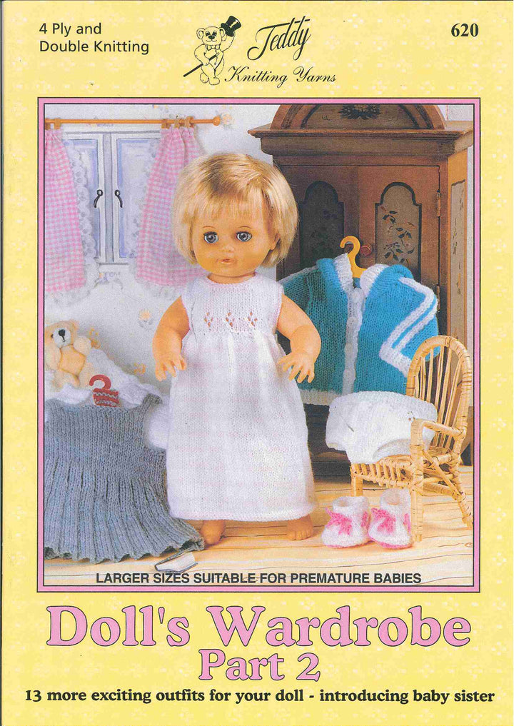 Teddy Knitting Pattern Book 620 - Doll's Wardrobe Part 2
